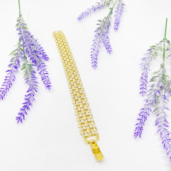 Vintage 90s Gold Tone Chain Bracelet - Picture 1 of 5